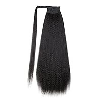 Vista 45 de WIGNEE Extensión de cola de caballo larga rizada recta y envolvente, extensión de cola de caballo Yaki negro natural para mujeres negras, Marrón