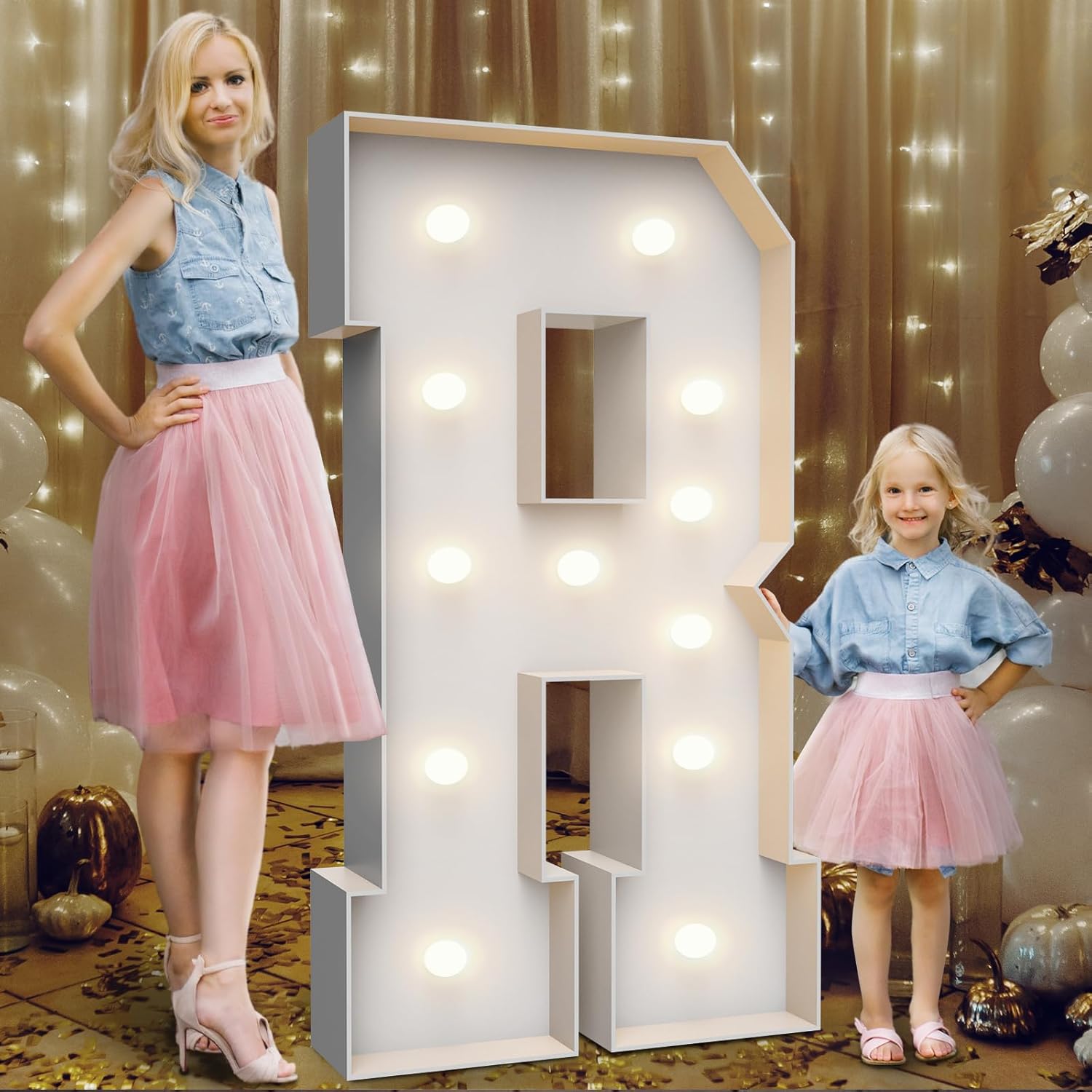 4FT Marquee Light Up Letters R,Party Decoration Large Marquee Light Up Letters with Weighted Water Bag,Pre-cut Foam Board Set Can Be Used for Birthdays,Weddings,Baby Anniversaries Letters R White 4ft