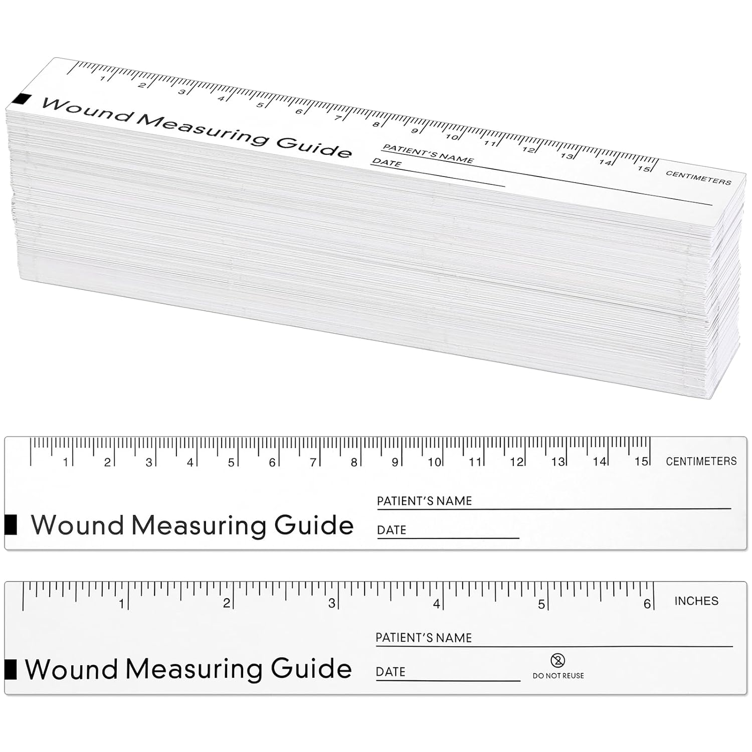 Janlaugh 1000 Pcs Wound Ruler 6 Inch Wound Measuring Tape Paper Guide Ruler Double Sided Disposable Paper Tape Measure Measurement Tools for Nurses
