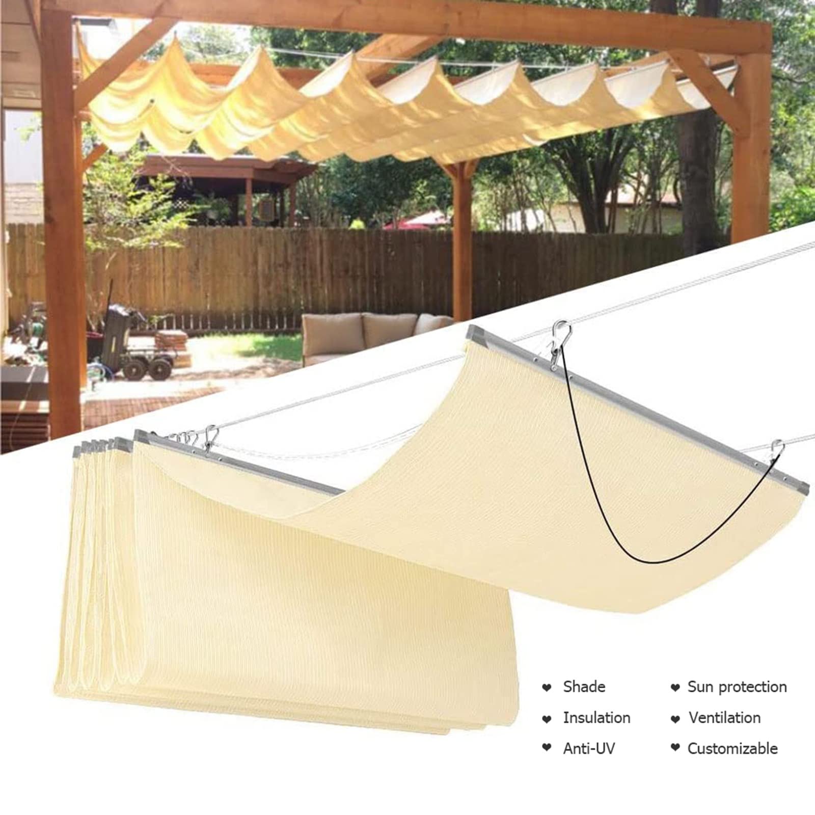 Einziehbar Sonnensegel, Einziehbare Wellen Sonnensegel, Sonnenschutz , 95% UV Schutz Windschutz Wetterschutz ,für Balkon Garten Terrasse ,Atmungsaktiv Schattennetz ( Size : W1.3*L3m/W4.26*L9.84ft ) Garten