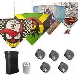 Kit 5 Pipa 50cm Com Rabiola + Lata Oval C/ 500jds Linha 10