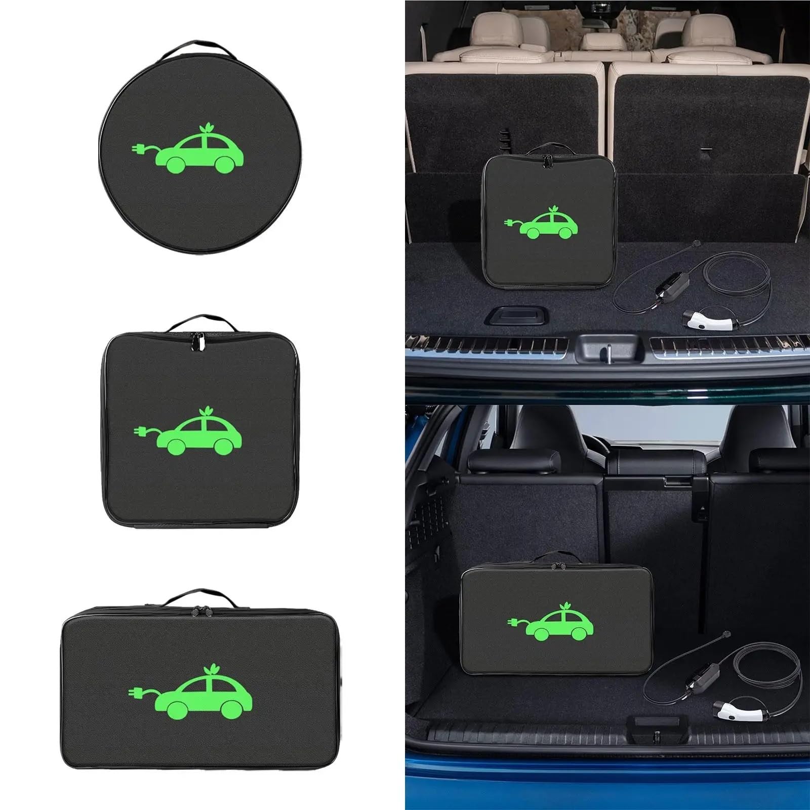 Borsa per Cavi Elettrici Borsa portacavi Impermeabile for Veicoli elettrici, Custodia for Cavi, Resistente all'Usura, Organizer for Cavi EV Leggero for Veicoli elettrici(Black-Round)