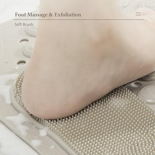 Miniatura 5 de Tapete de ducha antideslizante  Tapete antideslizante para bañera con ventosas  Drenaje rápido y función de masaje de pies  Lavable a máquina y