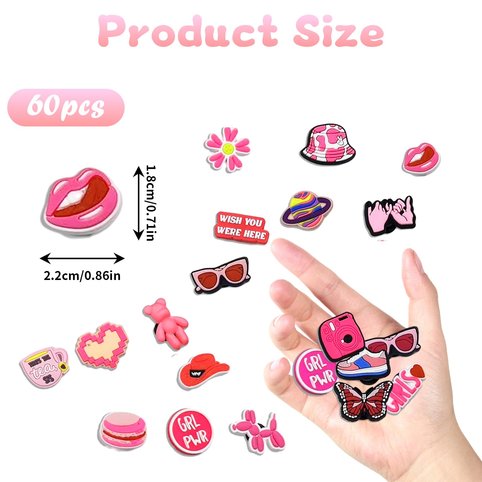 60 sztuk przypinek do butów Crocs Jibbitz, zawieszki do butów z PCW, zawieszki do butów, zawieszki do butów, akcesoria do chodaków, akcesoria do chodaków, dekoracja DIY, prezent na imprezę dla dzieci