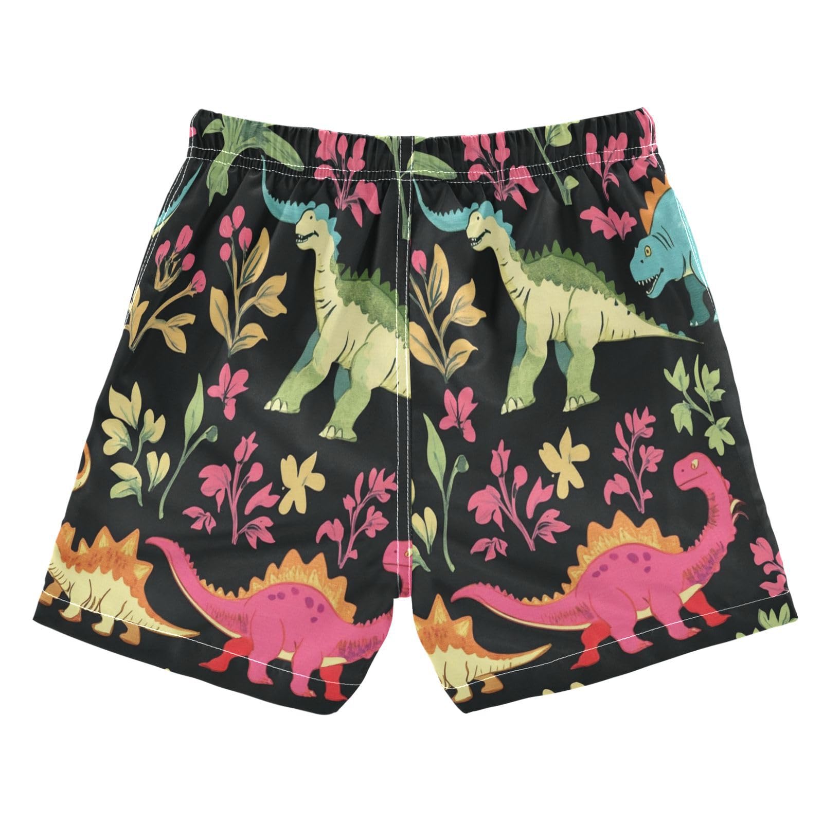 Boccsty Colorful Dinosaur Patterns Boys Swim Trunks Summer Big Kids Beach Board Shorts Swimwear S