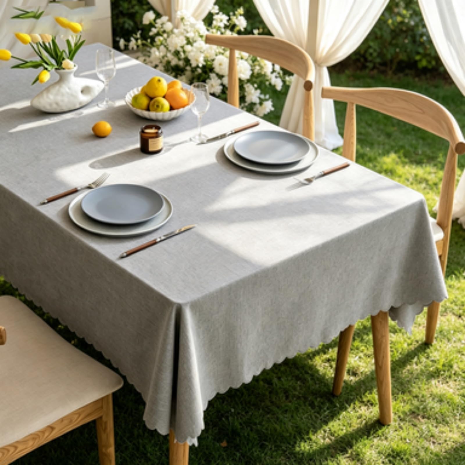 RCYONGQ Tablecloth Table Cloth Wipe Clean Waterproof Stain-Resistant Tablecloth Wipeable Durable Scratch Resistant, Washable For Coffee Kitchen Small Tabletop Decoration(Gray,110x170cm)