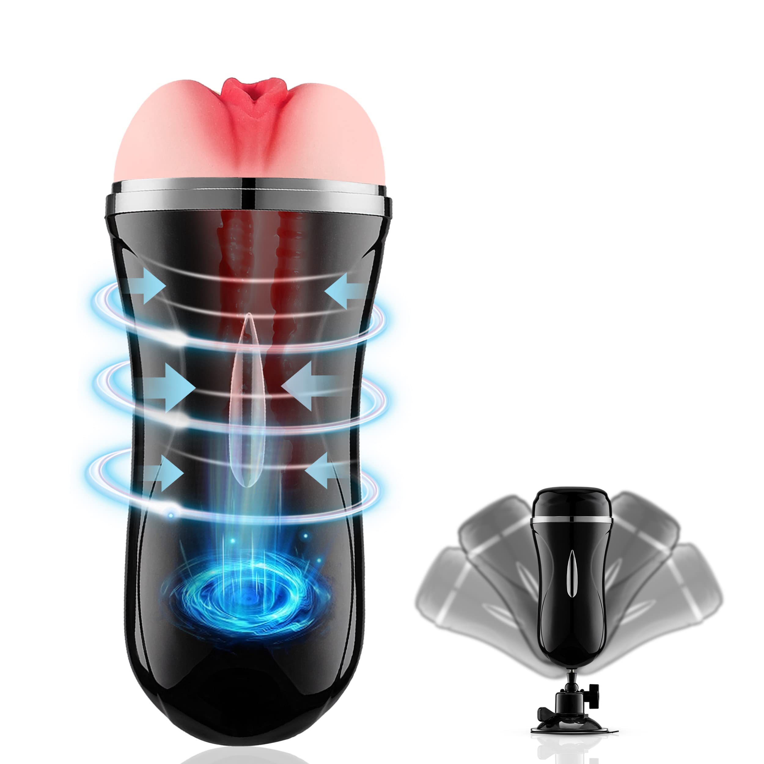 Masturvatore Per Uomo Dildo Vibratore - Sexytoysys Uomo Masturbatore Uomo Vagina Finta 3D Vibratore Anale Plug Analesex Kit Con Supporto Rimovibile