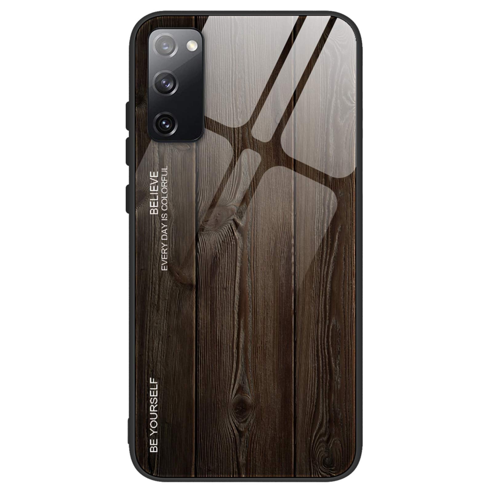 Meweri Samsung Galaxy S20 FE 5G case, 9H Wood Pattern Grain Tempered Glass Hard Cover Scratch-Resistant Soft TPU Edge Anti-Drop Bumper Mobile Phone Protective Case for Samsung Galaxy S20 FE 5G (5)