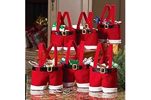 MSQ 10 PCS Santa Pants Style Christmas Candy Bags Decorations Gift Bag for Kids