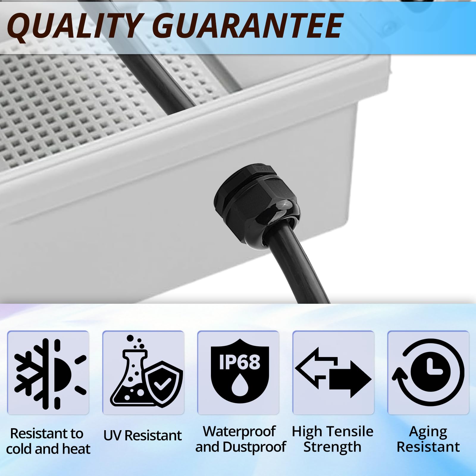 MAKERELE 1/2 NPT nylonowy kabel odciążający, wodoszczelny IP68, średnica kabla 6-12 mm z uszczelkami (1/2 NPT, 20 sztuk)