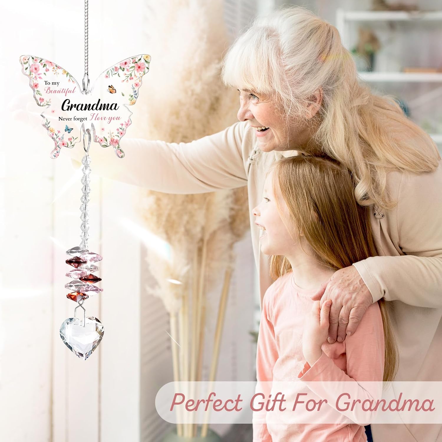 Gifts for Grandma, Grandma Birthday Gifts, Grandmother Gift, Gift for Grandmother Crystal Suncatcher, to My Grandma's Present Hanging Butterfly Crystal Suncatcher Ornament - Image 3