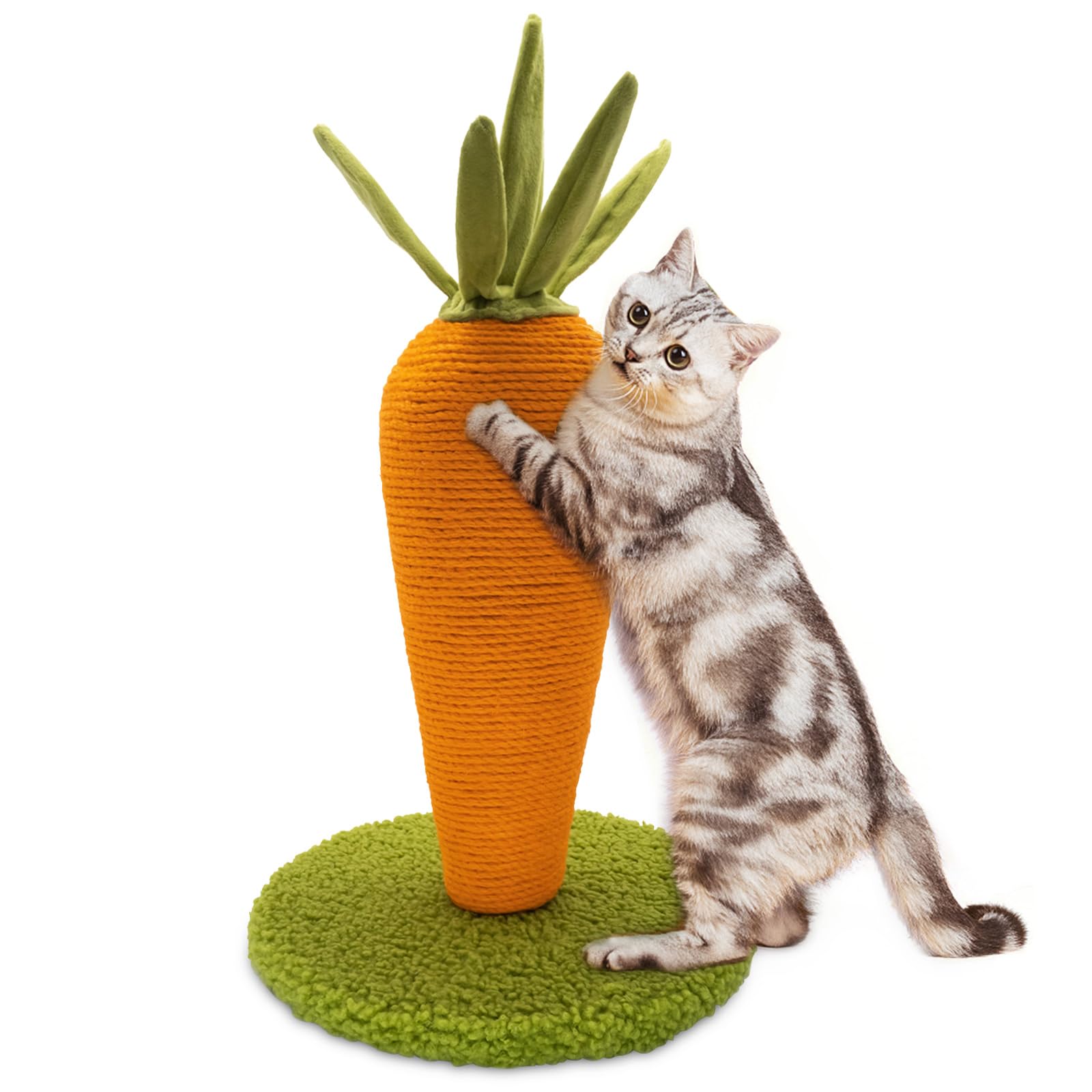 AUSCAT Arbre à Chat Carotte, 42 cm, Carotte Mignonne, griffoir, en sisal Naturel, intérieur pour Chatons