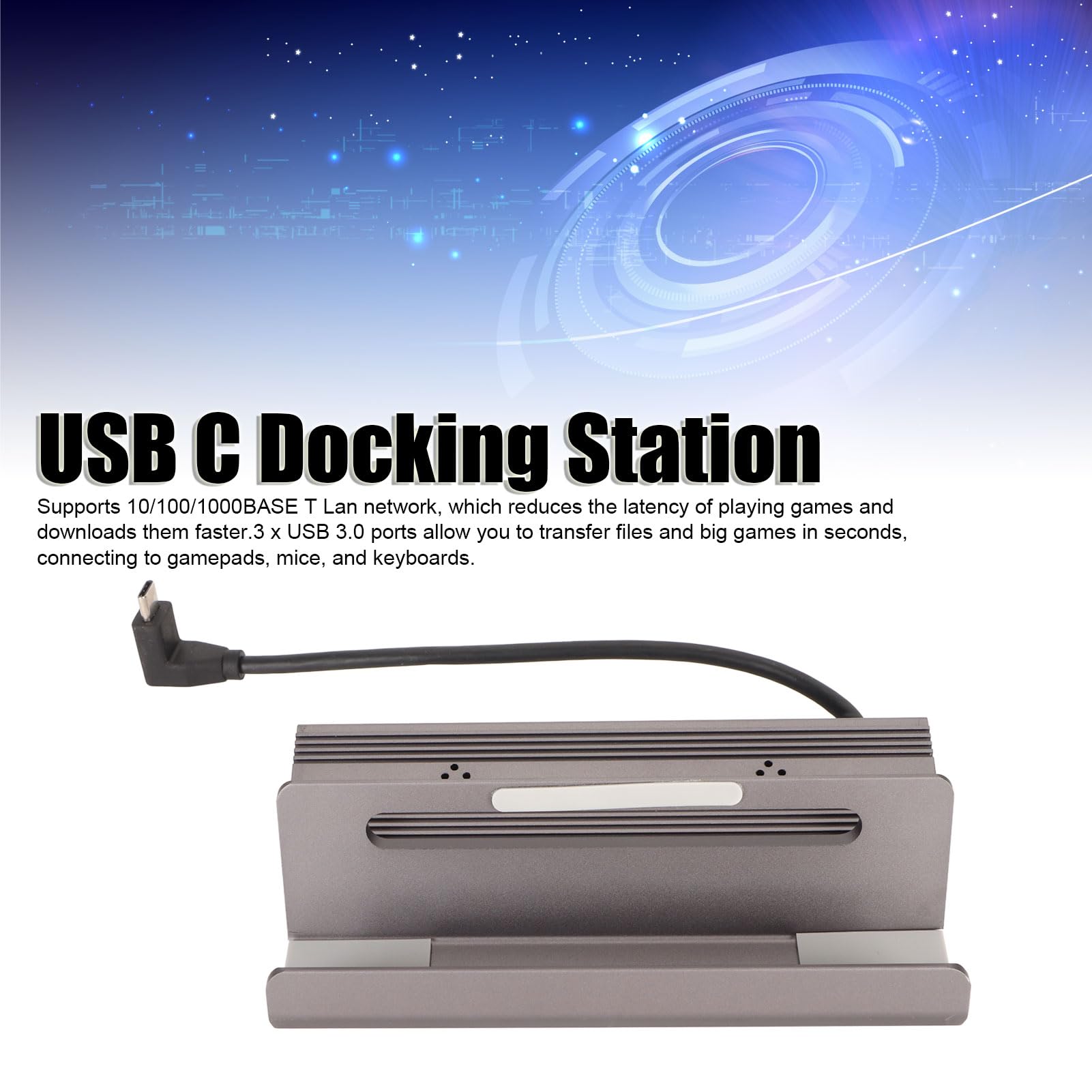 Docking Station USB C per Steam Deck 6 in 1 Hub di Ricarica Compatto e Veloce per Giochi Lega di Alluminio Grigio 1 unità