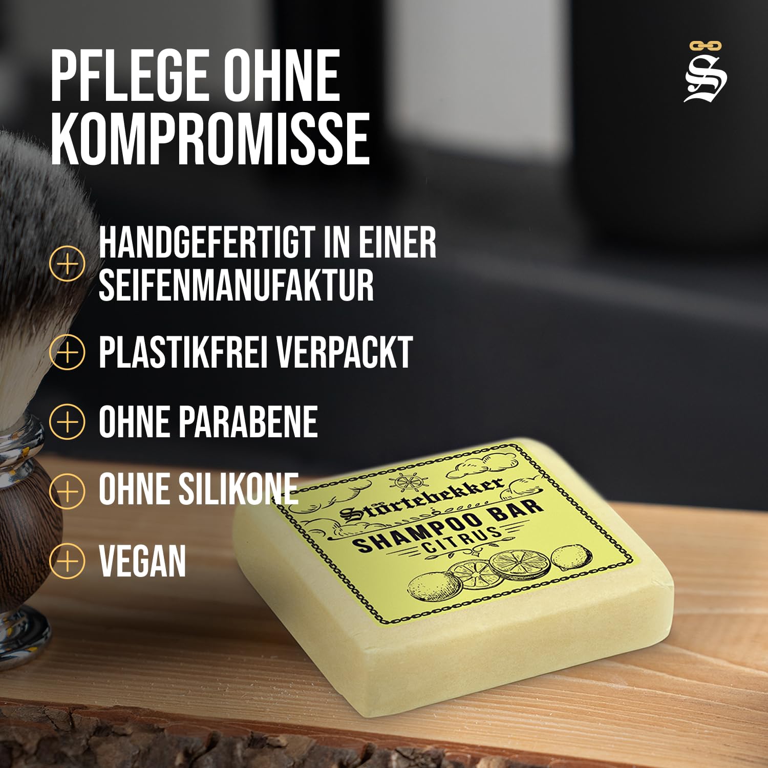 Störtebekker® Premium Dusch Routine Set - Festes Shampoo Citrus (x3), Sisalsäckchen, Seifendose + Tagescreme - Shampoo Bar Set für Haare, Kopfhaut & Bart - Handgefertigt in Seifenmanufaktur
