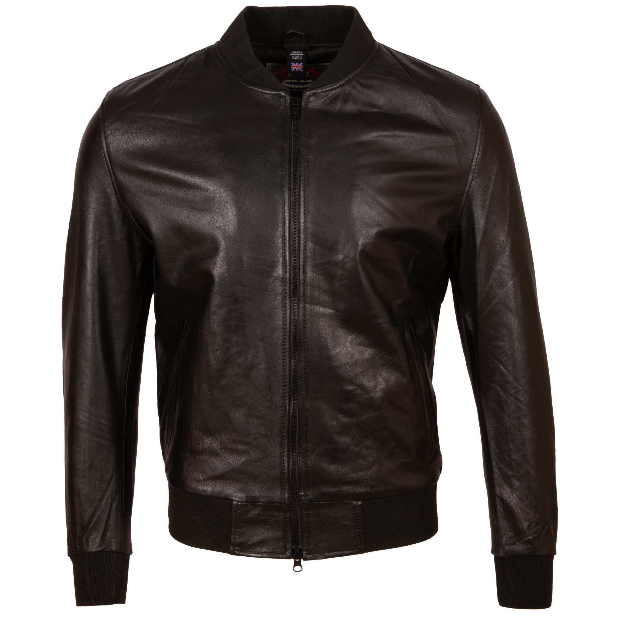 Aviatrix Men's Real Leather Fashion Bomber Jacket (D9J9) 3XL Black