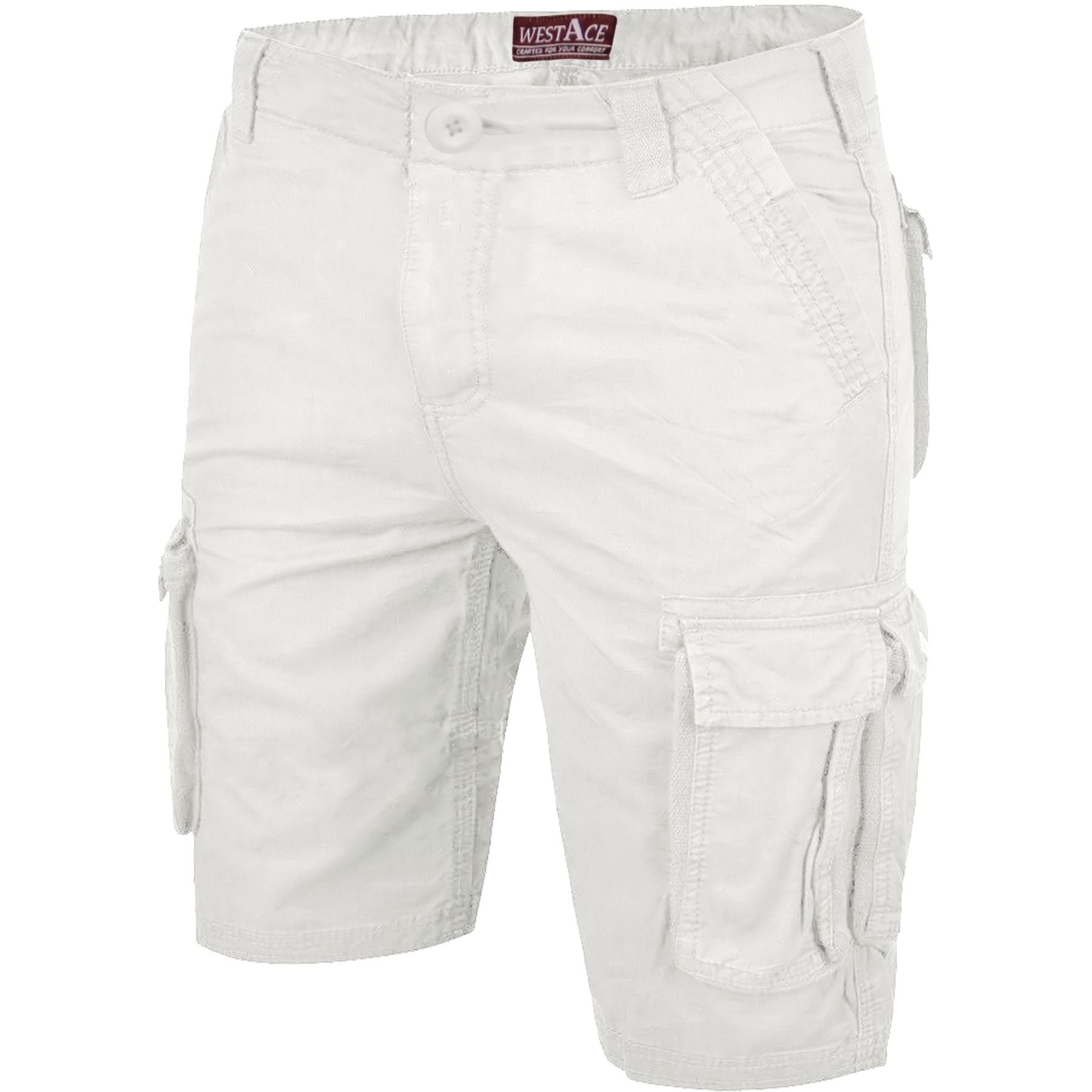 westAce Mens Camo Shorts Cargo Combat Army Half Pant Work Wear Camouflage 100% Cotton Chino Shorts[White - AFS Chino, 44]