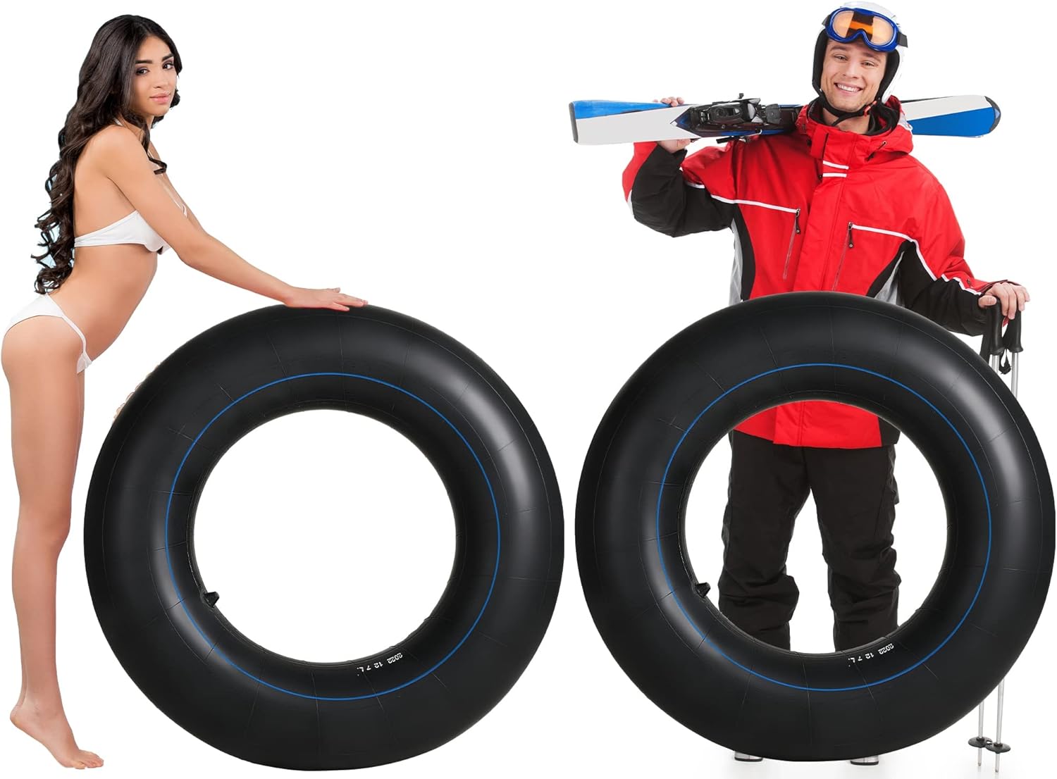 2Pcs 44 Inch Float Tire Inner Tube Snow Inner Tube Heavy Duty Tire Tube Rubber