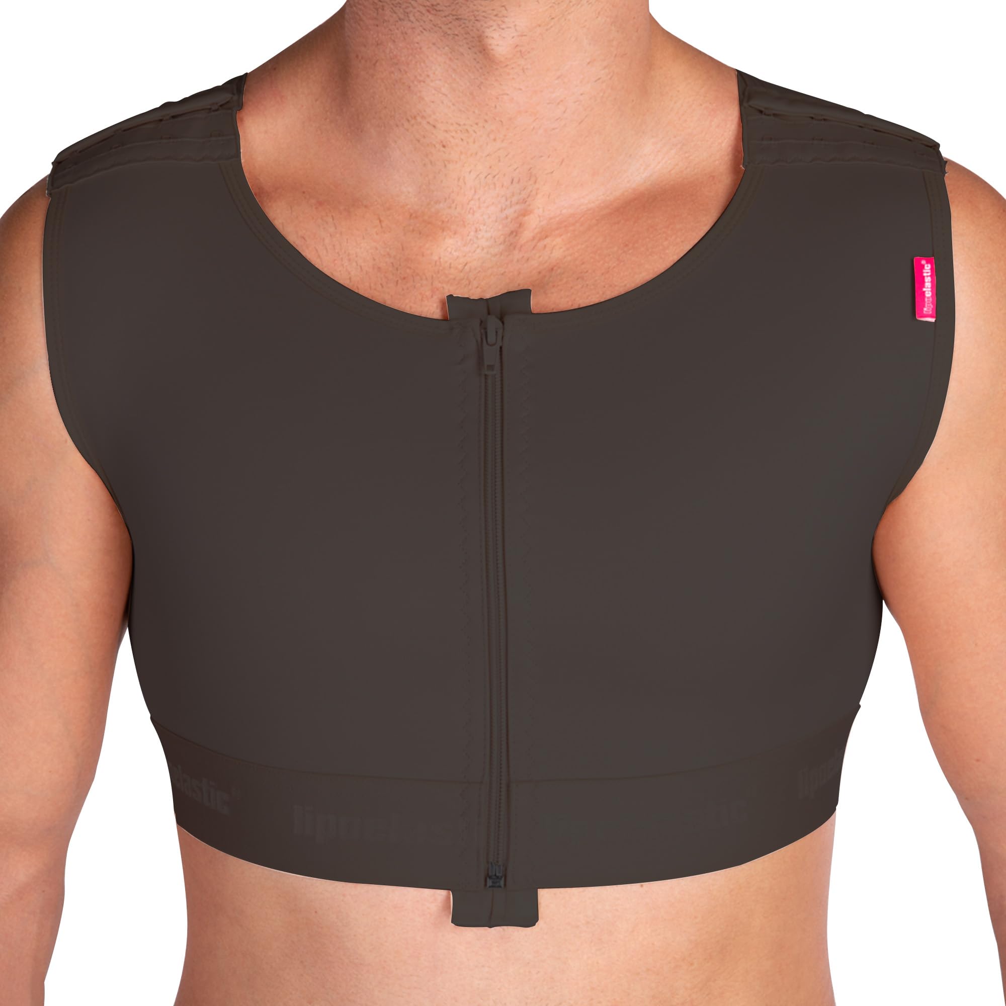 LIPOELASTIC® MTmS Comfort - Corpetto compressivo per ginecomastia e liposuzione della schiena e del torace (Nero, L)