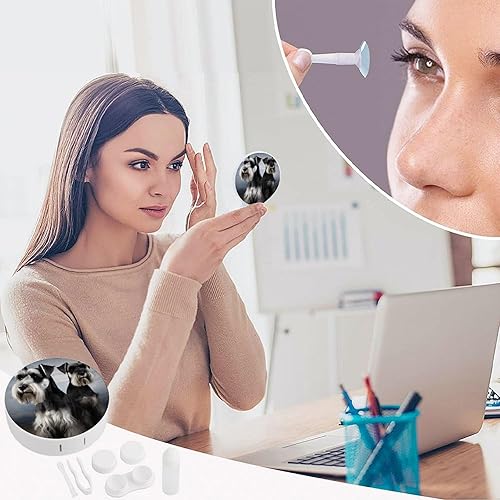Miniatura 4 de Contact Lens Case Travel Animal Schnauzer Dog Print Contact Cases Box With Mirror Solution Bottle Applicator Removal Tool Kit For Daily Outdoor