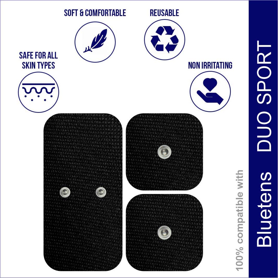 Lot De 12 électrodes TENS Silver Compatibles Bluetens Duo Sport – 8 S + 4 M, Gel épais, Certifiées CE, FDA, ISO 13485