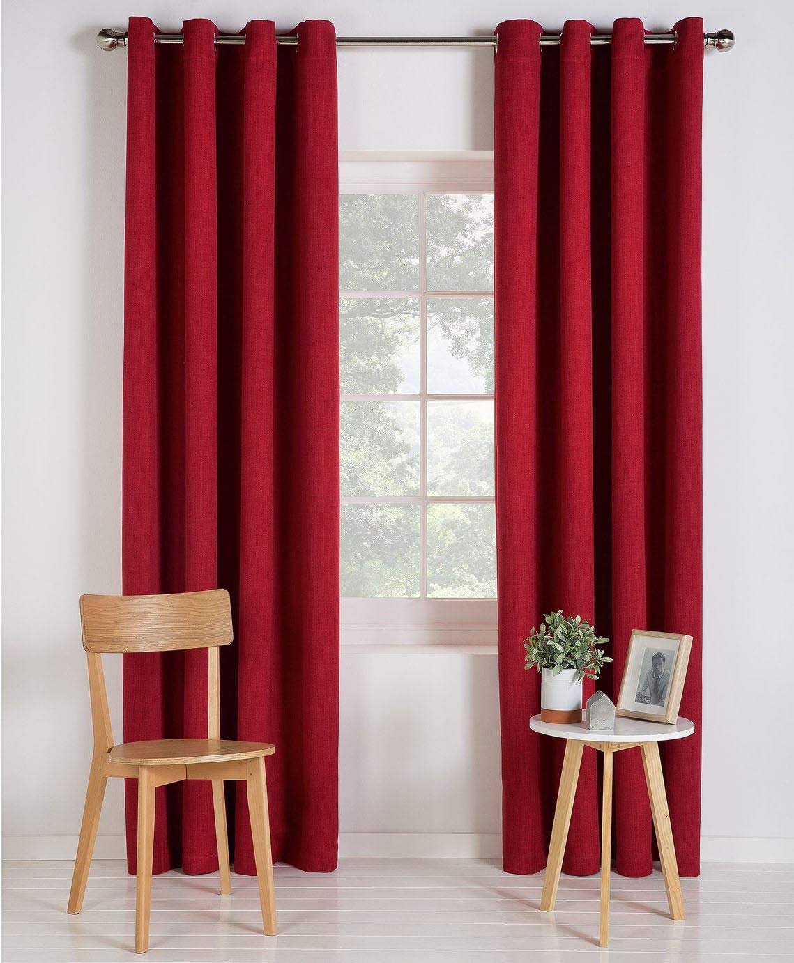 Value Comfort Home Thermal BLACKOUT Light & Noise Insulation Eyelet Ring Top Fully-Lined Curtains With Tie-Backs | Size & Colour Options red 46x72