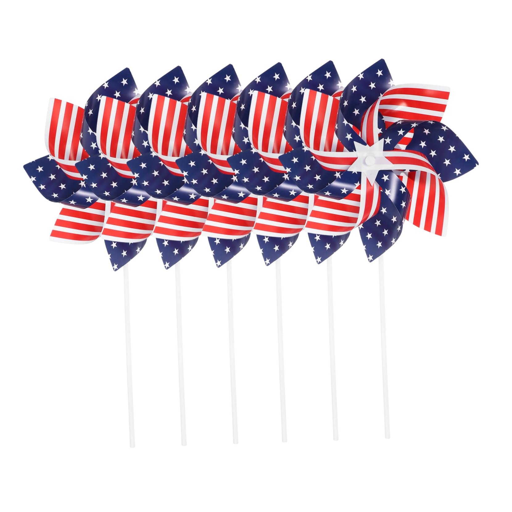 FUNOMOCYA 6Pcs Patriotic Garden Pinwheels Decorative Colored Windmills for Decor Independence Day Whirling Pinwheels Flag Design for Outdoor Celebration