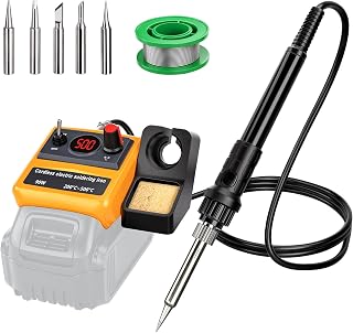 Cordless Soldering Iron Kit for Dewalt 20v 60v Battery,90W LED Digital Solder Iron Soldering Gun with 5pcs Tips,0.04” Solder Wire for Any Hobby Enthusiast (Battery not Included)