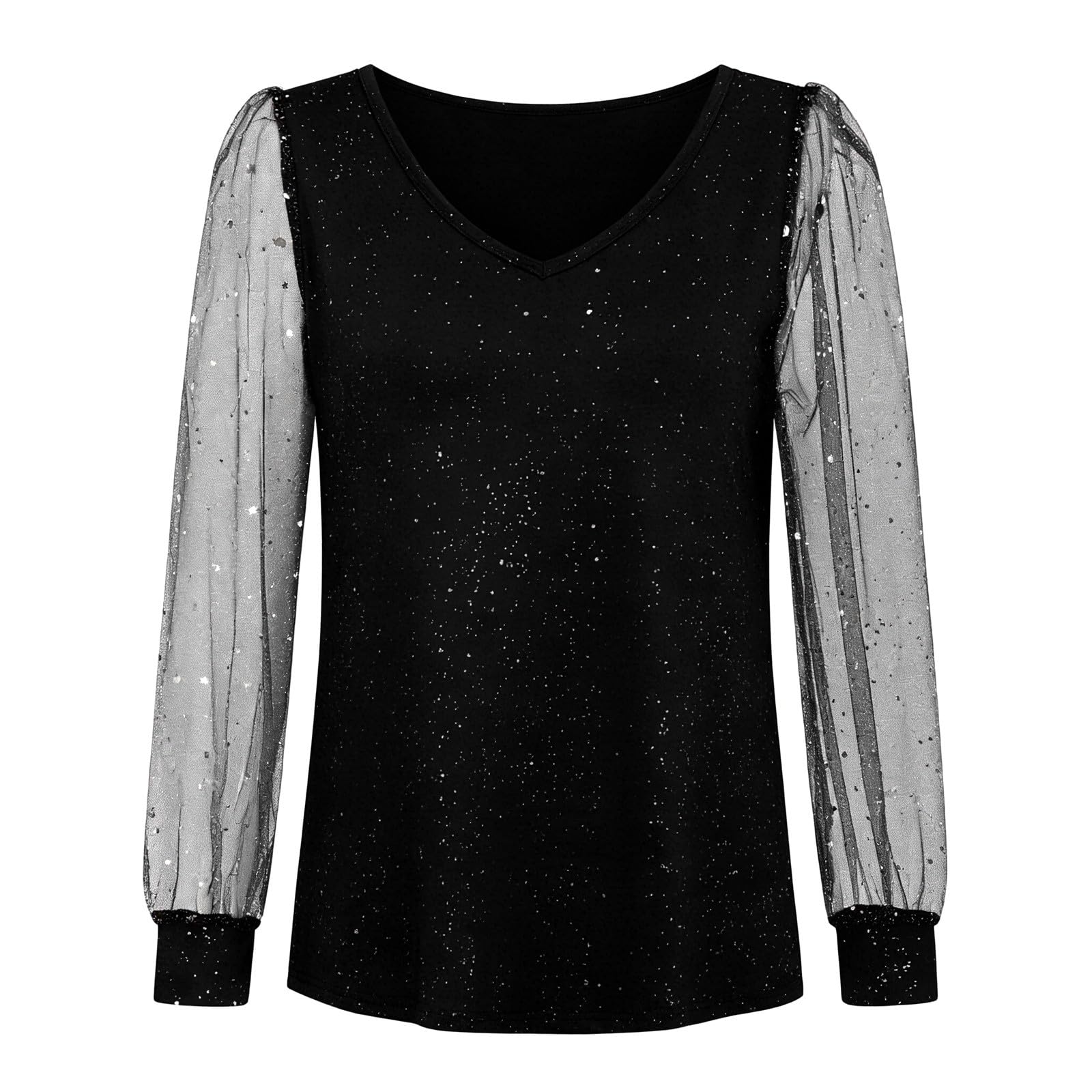 Generisch Mädchen Langarm-Freizeitbluse mit Glitzerkragen für Festliche Anlässe lockere Passform für Tweens Teenager Bequeme Partybluse