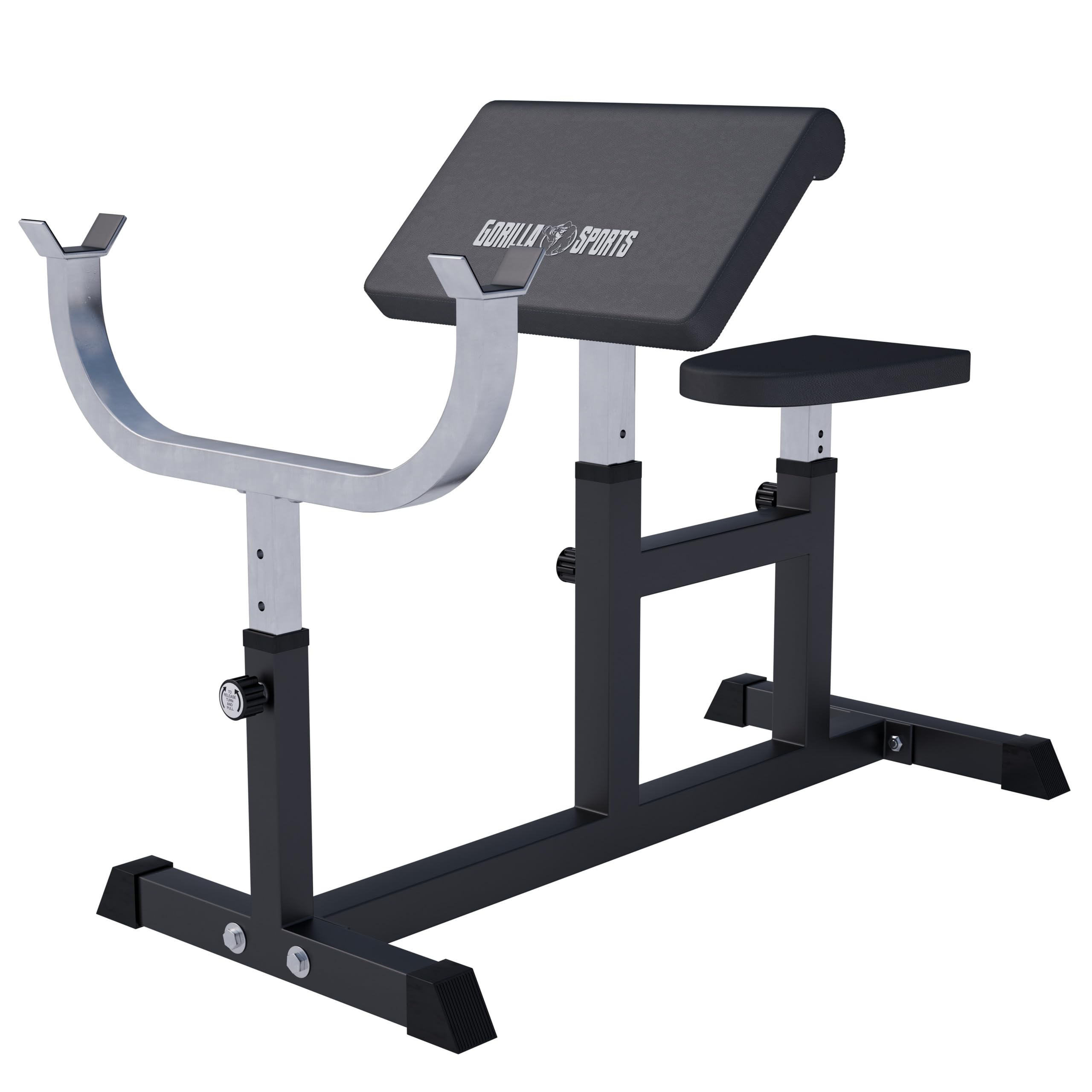 GORILLA SPORTS® Panca Palestra - Regolabile in 5 posizioni, Fino a 200 kg, Piedini Antiscivolo - Panca Scott, per Bicipiti, Tricipiti, Panche Powerlifting, Bodybuilding, Sollevamento Pesi