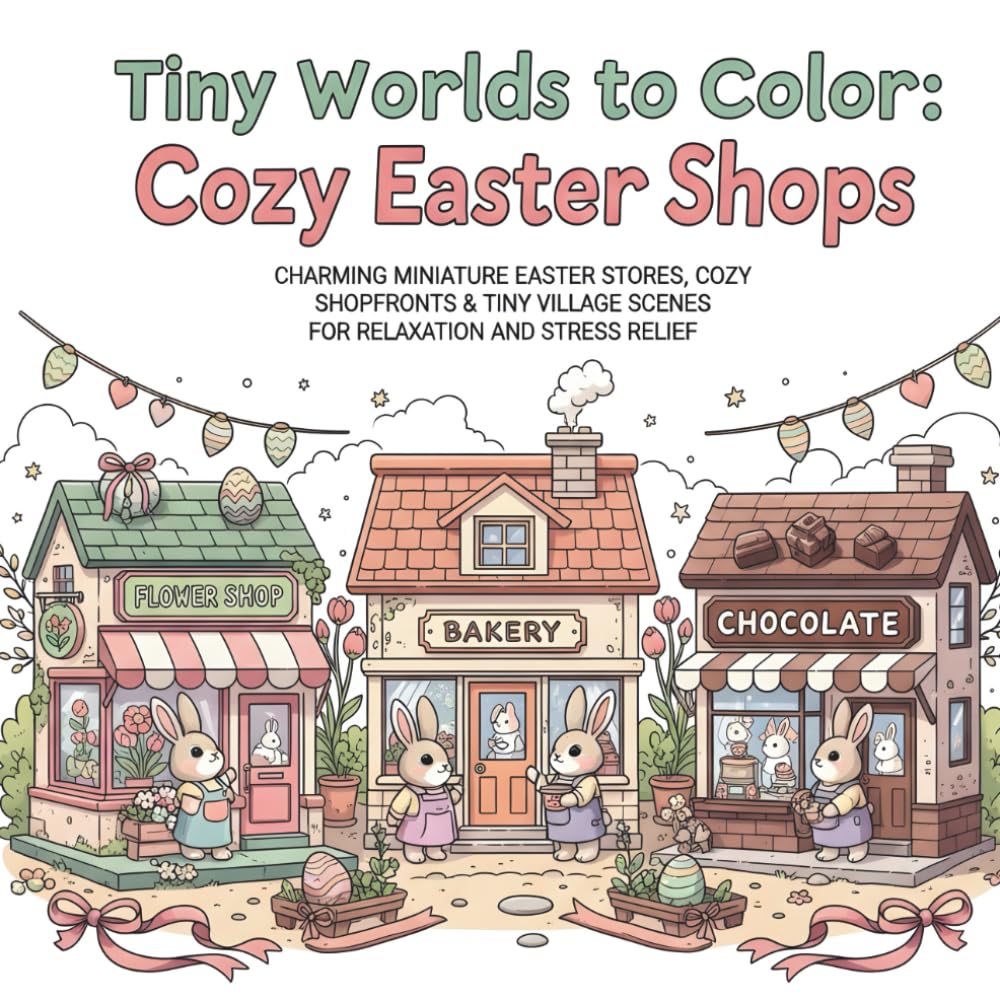 Tiny Worlds to Color: Cozy Easter Shops: Adorable Mini Village Shops, Cozy Spring Storefronts & Tiny Easter Details for Relaxing Coloring