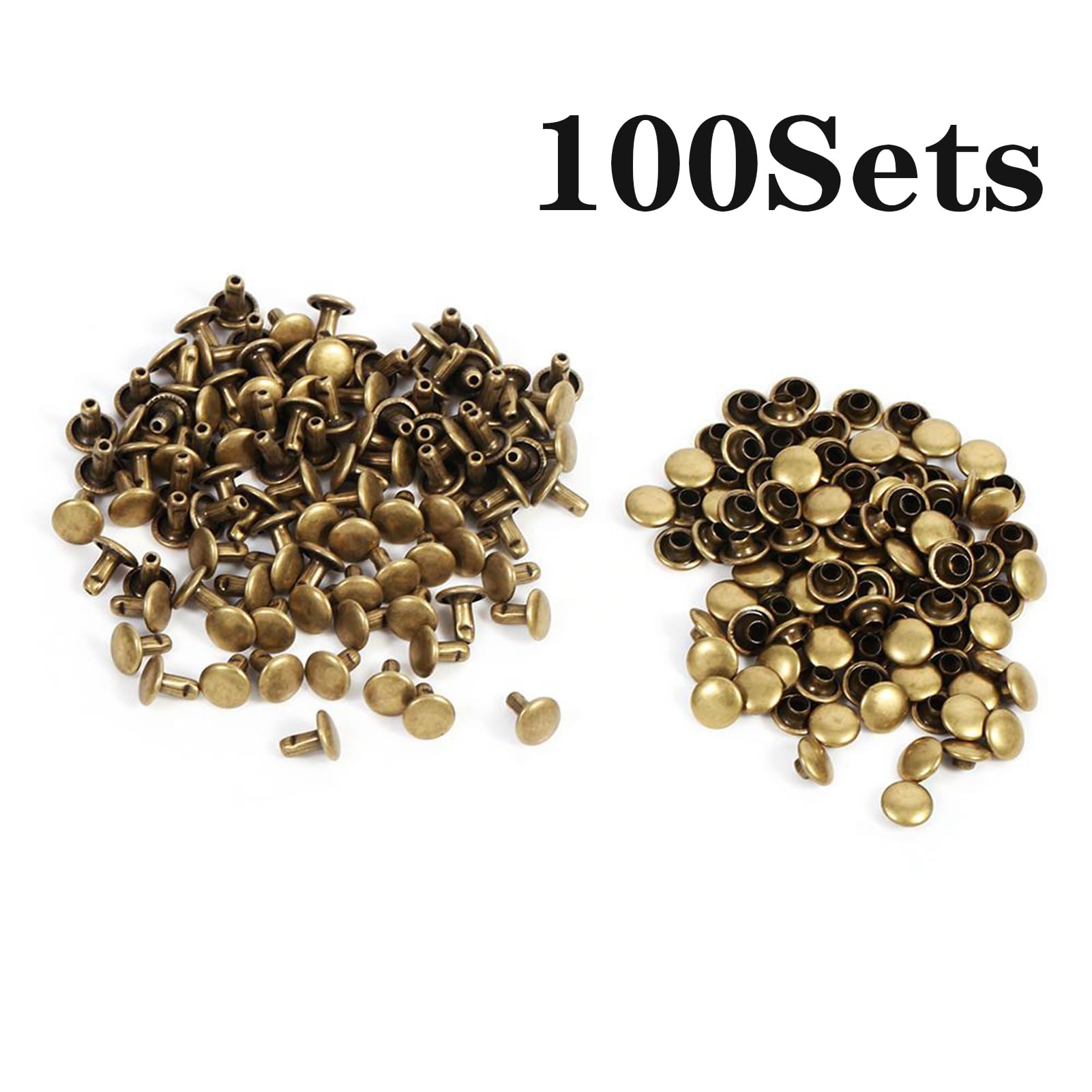 Sourcing Map 100 Set Di Rivetti In Pelle, Rivetti A Doppio Cappuccio Da 9 Mm, Altezza 12 Mm, Rivetti In Metallo, Per Riparazioni Fai Da Te, Borse, Borse, Scarpe, Tonalità Oro - Foto 12