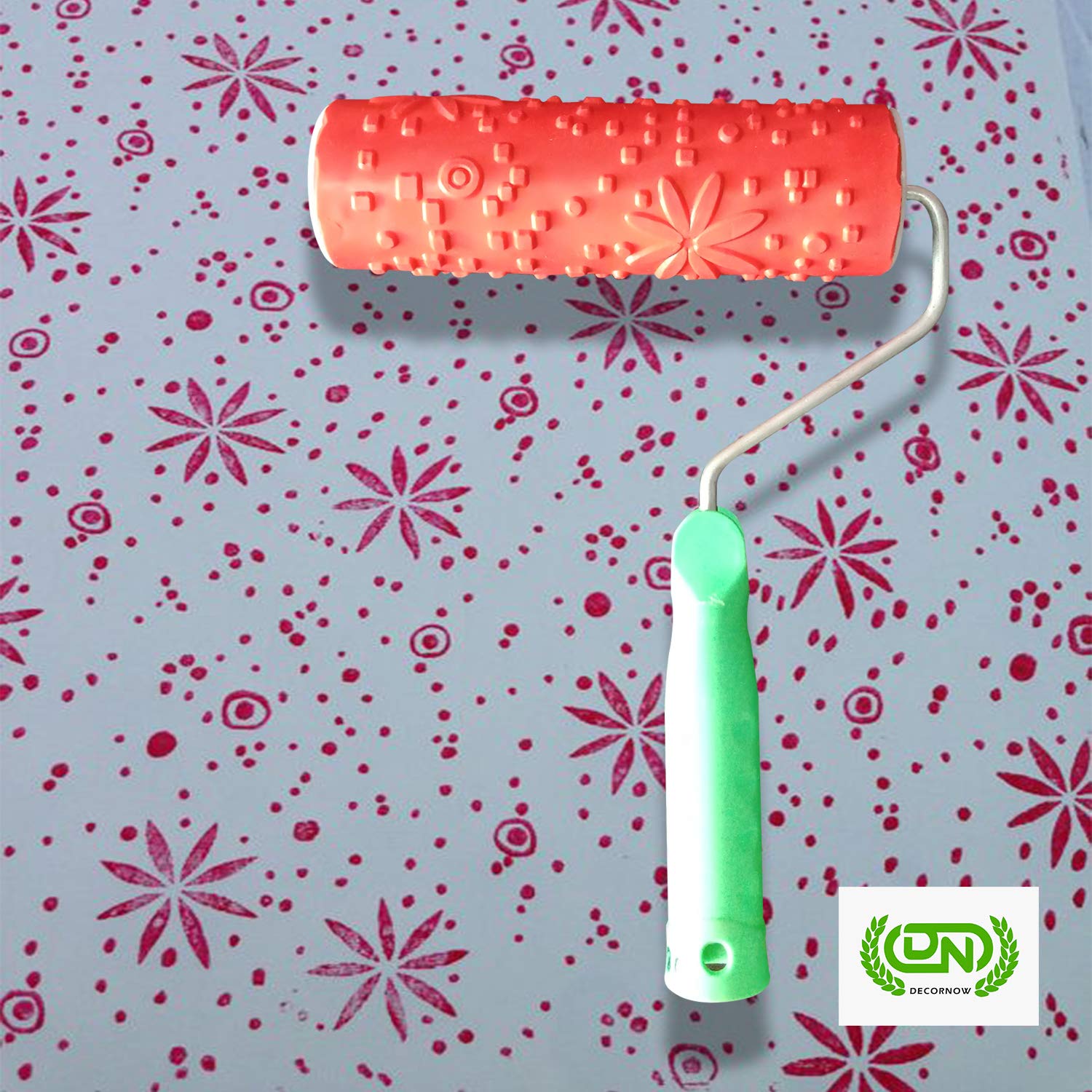 DECORNOW Jasmine flower Pattern Imported Rubber Paint Roller with Handle For Wall Decor (7 inch, Red/Blue). (B07T484NC5) Amazon Price History, Amazon Price Tracker