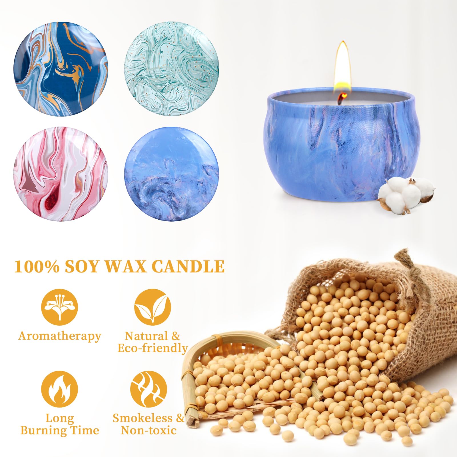 Regalos de Vela de Fragancia 4 Velas de Aromaterapia, Regalos Perfectos para Mujeres, Cumpleaños, ideales para mujeres para la Relajación, Reducción del Estrés, Baño y Yoga, 2.5 oz
