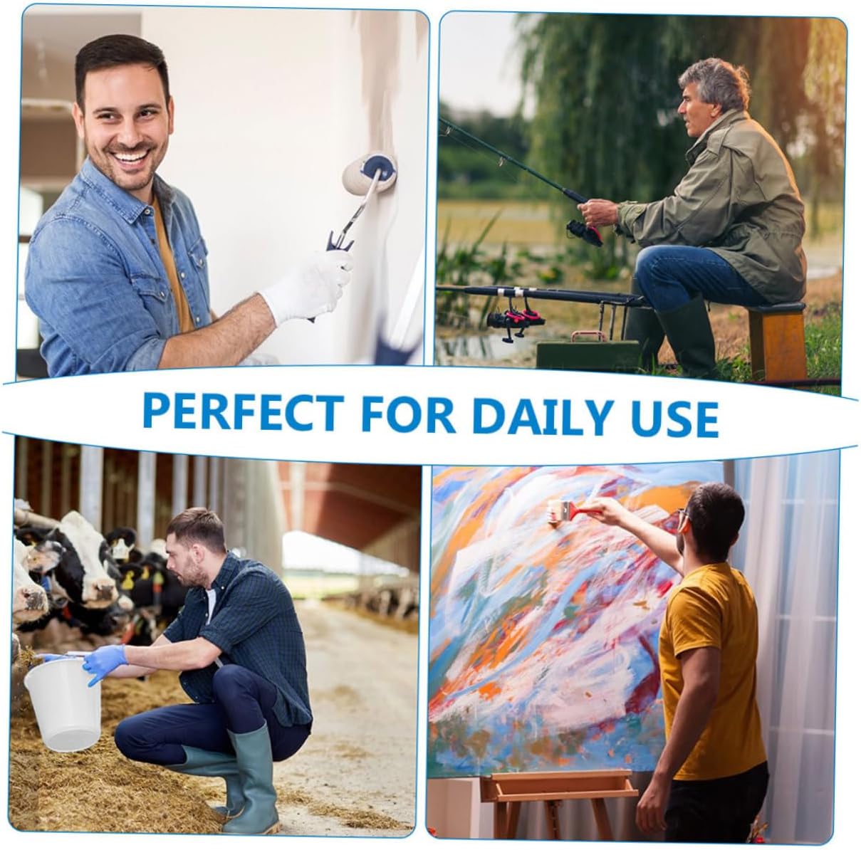 CHILDWEET 2pcs Hand Held Bucket Round Storage Container with Lid Multi Functional Paint Bucket for Home and Outdoor Use for Various Activities