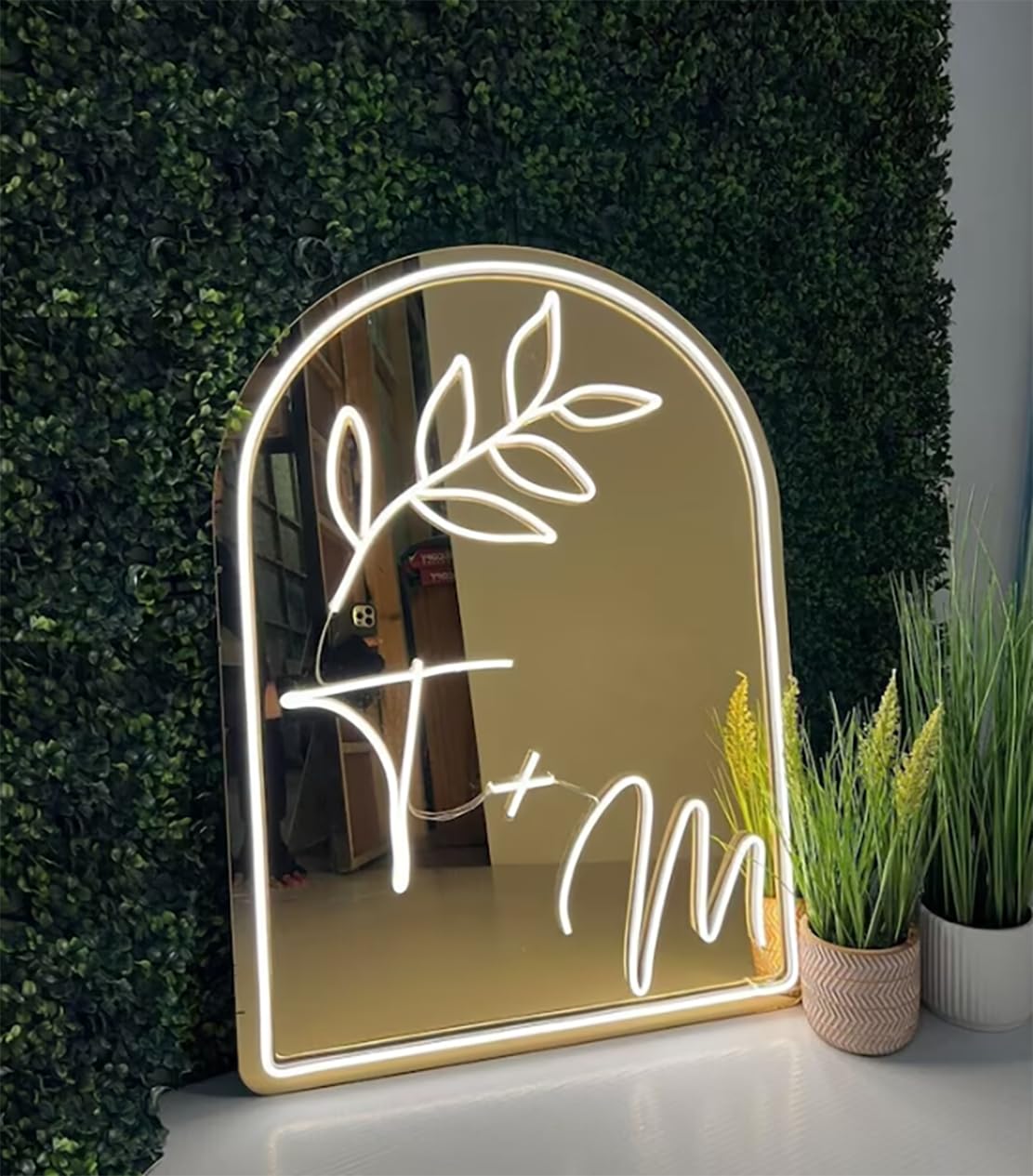 Ulalaza LED Acrylic Mirror Neon Light Heart/Cat/Letter/Wavy Wiggle Shape Witch's Mirror Gothic Wall Decor Romantic Various-shape Cute for Bedroom Decor Home Studio Dorm Room Wedding — image 1