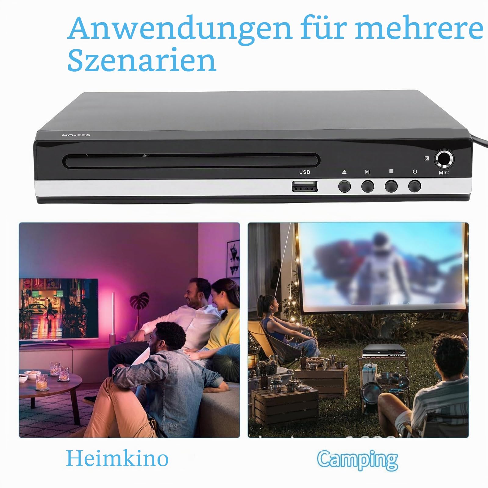 DVD Player, Multi Region Free DVD CD Player für TV mit 1080P HD Auflösung, USB-Anschluss, Ausgang, Fernbedienung, Unterstützt Alle Regionen 1-6, Verschiedene Disc- (GB-Stecker)