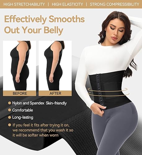 Miniatura 3 de SHAPSHE Entrenador de cintura para mujer, control de abdomen, faja segmentada con triple envoltura para posparto con ganchos