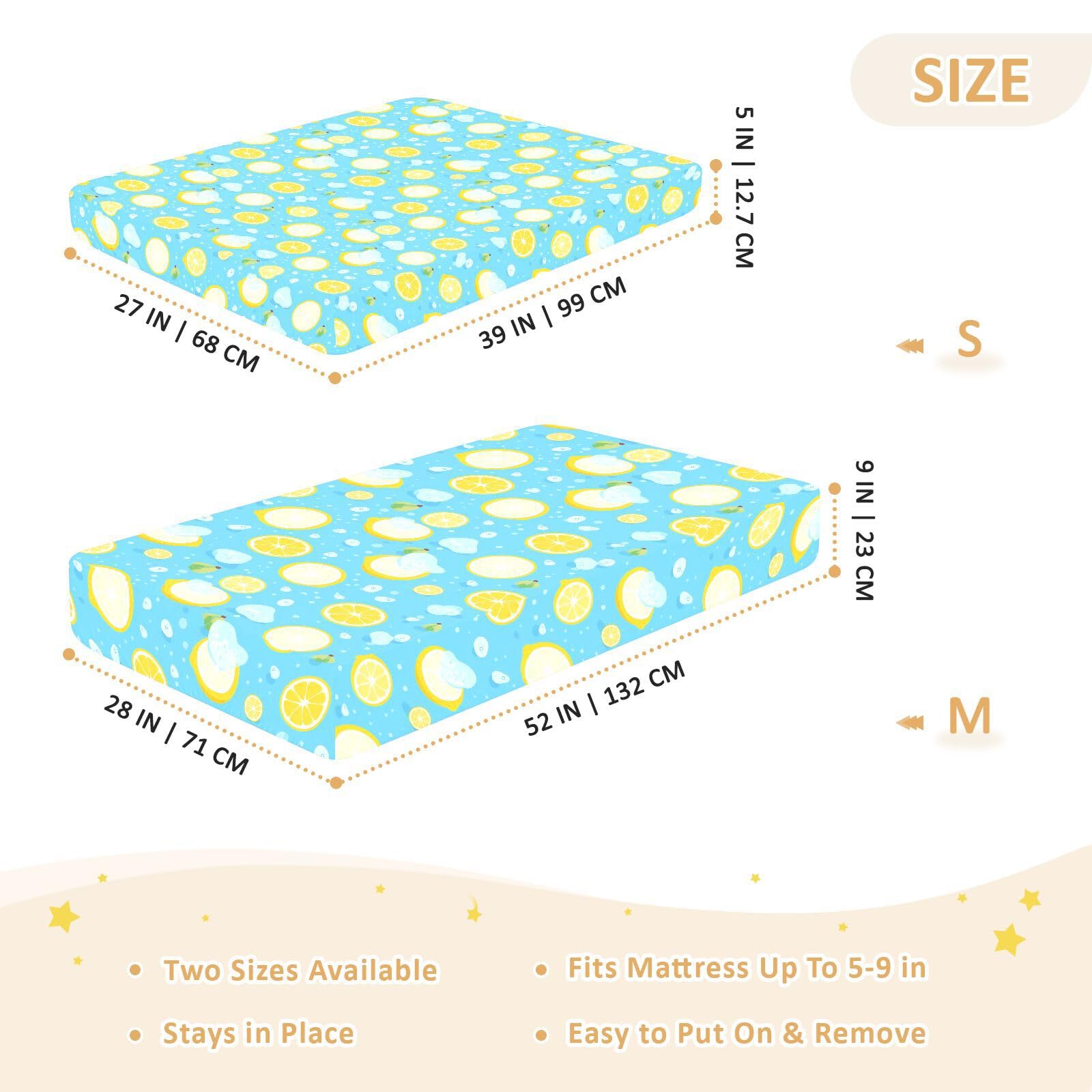 Lemon Ice Drap-housse pour berceau de bébé pour garçons et filles 71,1 x 132,1 cm
