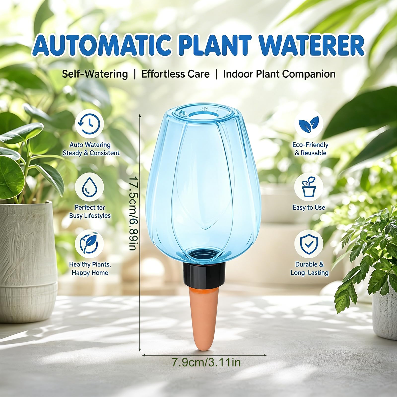 6 Stück BewäSserungskugeln, 350ml Wasserkugeln für Pflanzen Selbstbewässerung Automatische Bewässerungskugel Pflanzenbewässerung für Pflanzen Wasserspender Pflanzen Bewässerung (Blau)