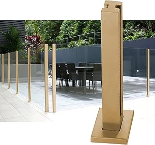 Deck Glass Railing Post Garden Fencing Balustrade Post, Exterior Deck Glass Railing Spigot Post Gold, Stainless Steel Glass Ballisters Connector for Garden Fencing, Balcony Guard, Platform Corridors &