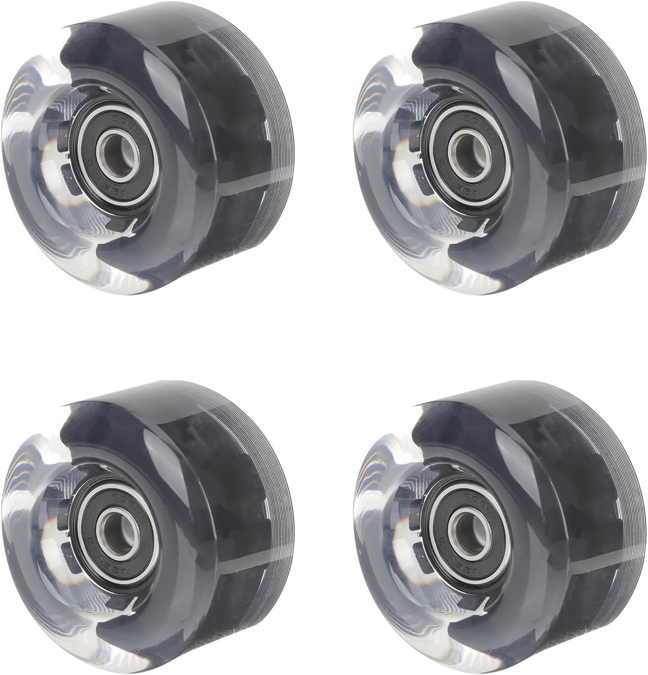BESPORTBLE Glowing Roller Skate Wheels Double Row Pu Rubber Wear-resistant Skate Wheels with Bearings 4pcs for Indoor and Outdoor Roller Skating Accessories