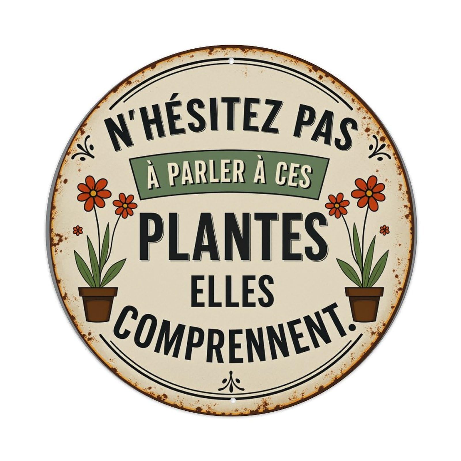 Don't Hesitate To Talk To These Plants They Understand Round Tin Sign Vintage Metal Poster Retro Bar, Home, Man Cave, Kitchen, Laundry Room Wall Art Decor Gift 8x8Inch