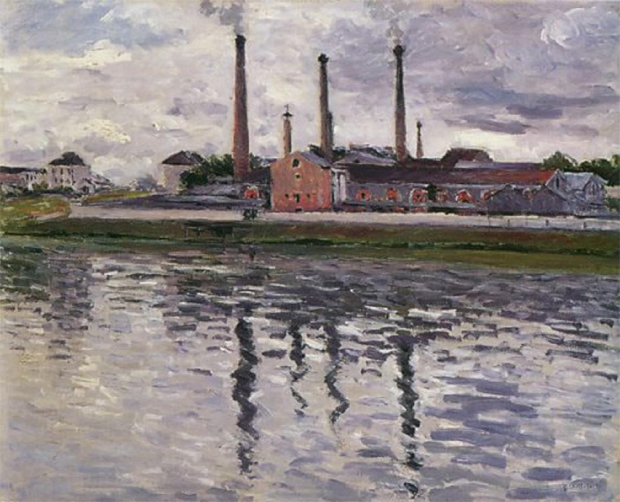 Tableau Usines à Argenteuil Gustave Caillebotte Impression Toile Décoration Murale 60x90