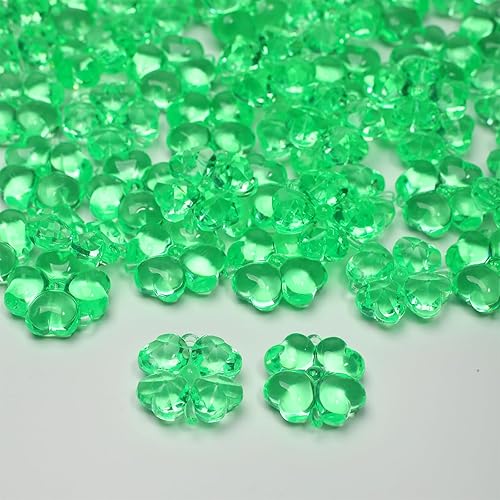 Acrylic Shamrocks St Patricks Day Decorations, 65pcs Mini Green Clear