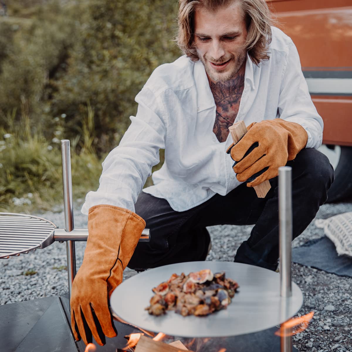 Höfats - Gants de barbecue en cuir et aramide - Extrêmement résistants à la chaleur - Gants de four pour griller, cuisiner et ajouter du bois - Certifié EN 407 et EN 390