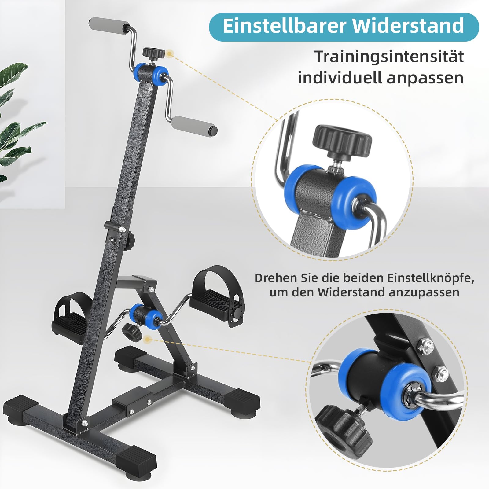 Faltbares Arm- und Bein-Ergometer für Senioren – Pedaltrainer für ältere Menschen, verstellbares Handfahrrad für Physiotherapie, Knie- und Fuß-Rehabilitationstrainer für Erwachsene