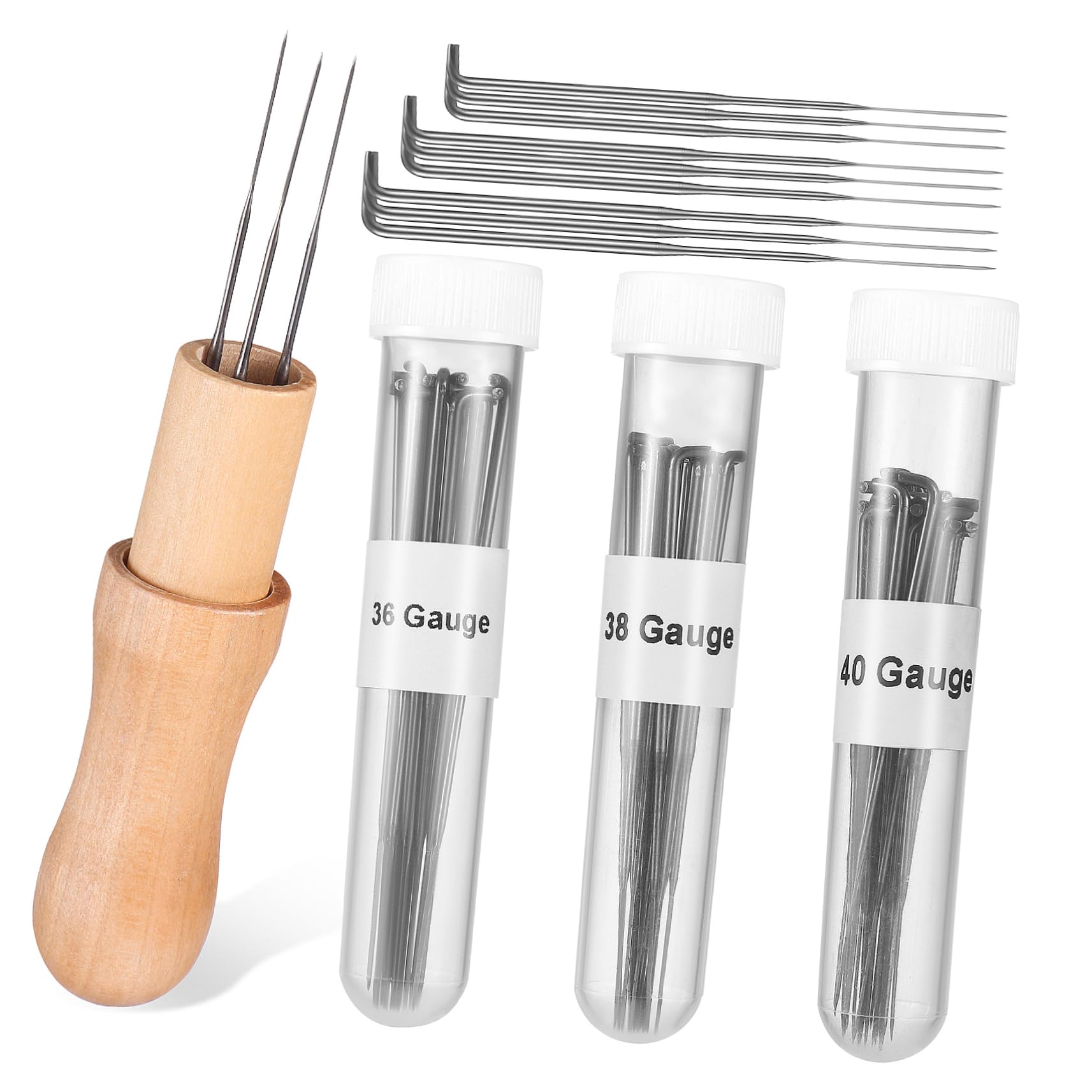 HOMSFOU 12pcs Felting Needles Tool Kit Wooden Handles Wool Felting Set for DIY Decorations Hanging Arts