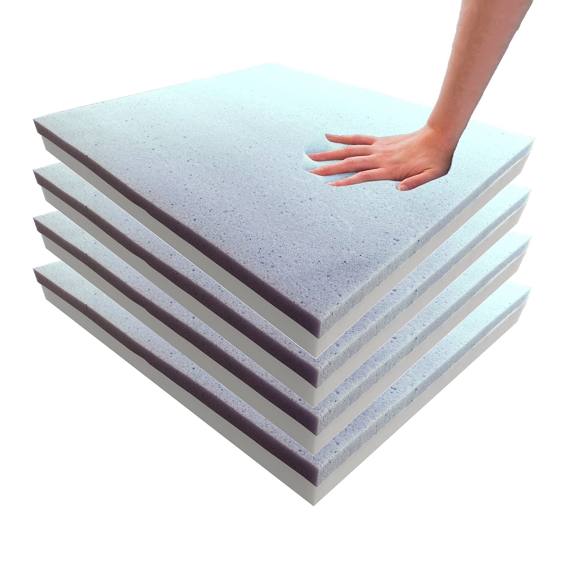 Foamma (4-Pack 2" x 18" x 18" - Gel Memory Foam (High Density Base, Used for Chair Cushion Replacement, Dining Chairs, Wheelchair Seat Replacement)