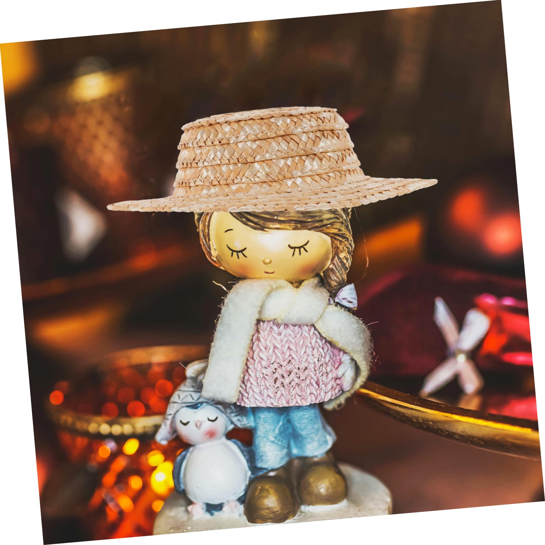 10 Mini Cappelli Di Paglia Per Bambole - Accessori Artigianali Per Decorazioni Fai Da Te - Foto 2