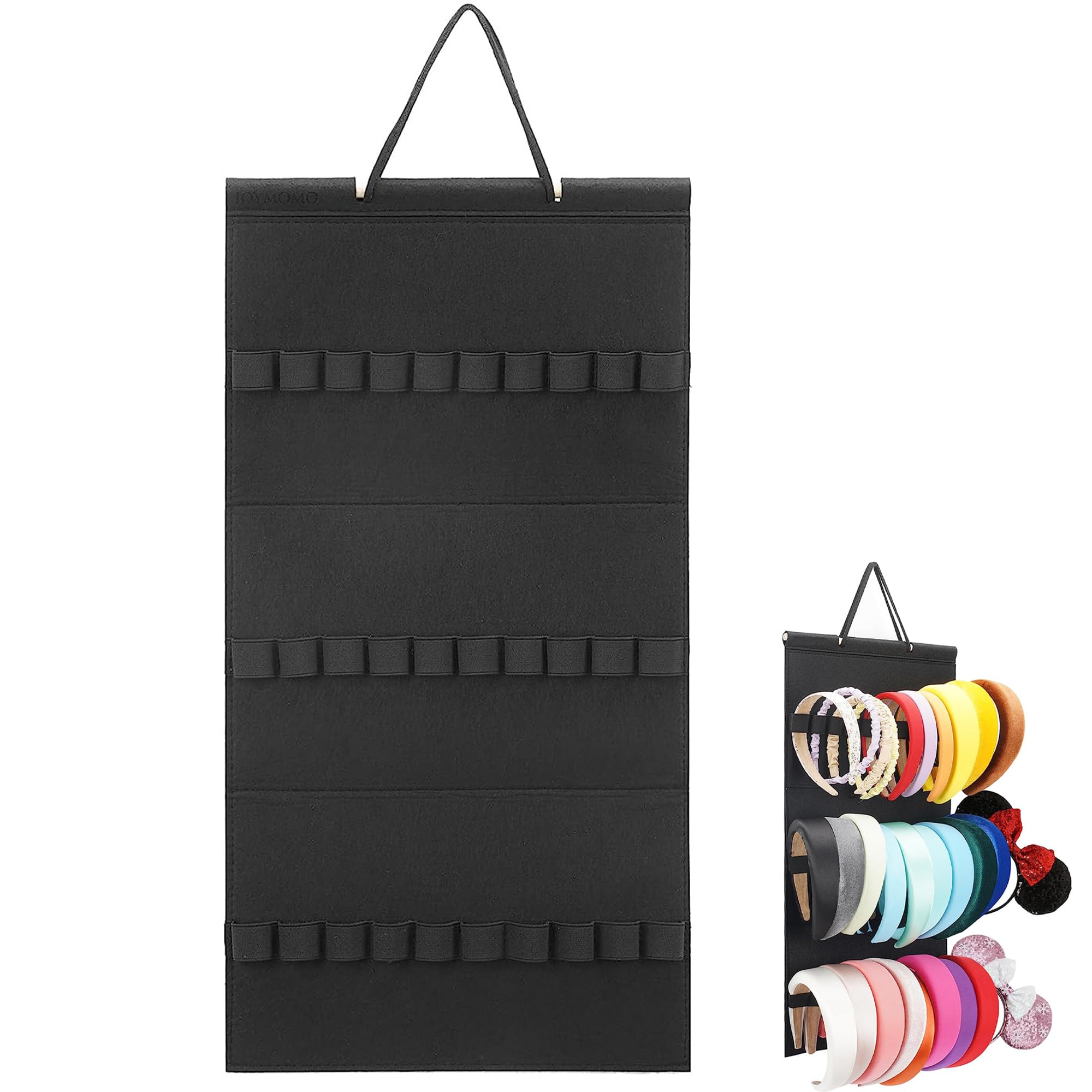 Organizzatore per fascia da appendere, con 30 ganci, colore nero, 59 x 30 cm